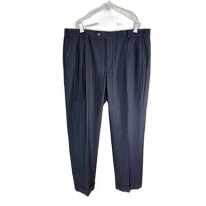 Brooks Brothers 346 Stretch Navy Blue Pinstripe‎ Wool Slacks 40x29